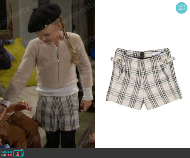 Abel & Lula Plaid-check pattern shorts worn by Kelly Spencer (Sophia Paras) on The Bold and the Beautiful