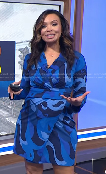Adelle's blue printed wrap dress on Today