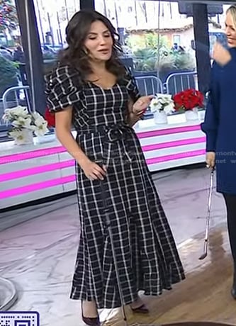 Adrianna's black plaid maxi dress on Today