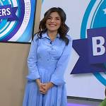 Adrianna Brach’s blue asymmetric pleated dress on Today