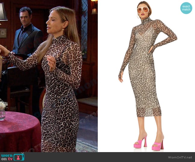 AFRM Shailene Mesh Dress in Spring Leopard worn by Ava Vitali (Tamara Braun ) on Days of our Lives