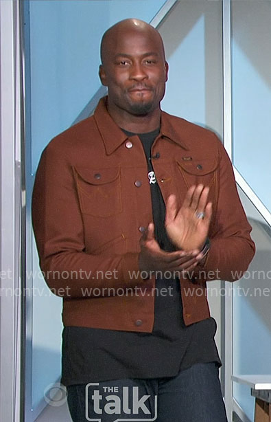 Akbar’s brown trucker jacket on The Talk