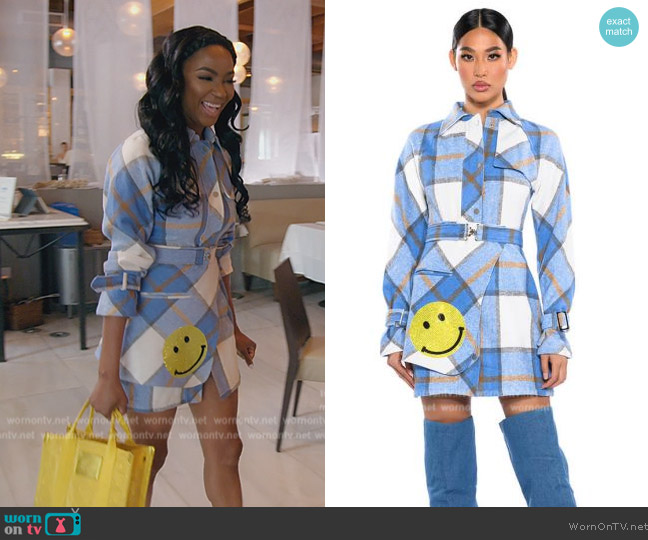 WornOnTV: Guerdy’s blue plaid smiley face dress on The Real Housewives ...