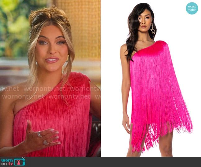 Akira Zasha One Shoulder Bandage with Fringe Mini Dress worn by Chrishell Stause on Selling Sunset