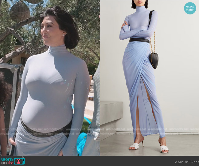 Kourtney’s blue wrap skirt on The Kardashians