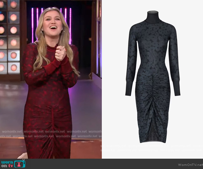 Alaia Jacquard Draped Dress worn by Kelly Clarkson on The Kelly Clarkson Show