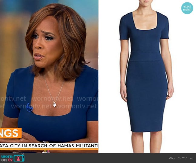 A.L.C. Williamson Dress in Azure worn by Gayle King on CBS Mornings