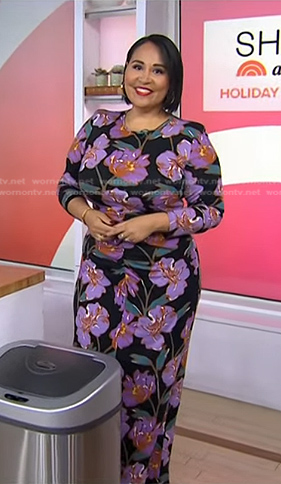 Alejandra's black and purple floral dress on Today