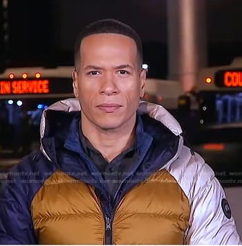 Alex Perez’s colorblock down jacket on Good Morning America