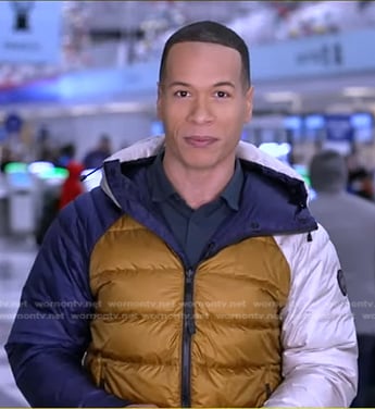 Alex Perez’s colorblock down jacket on Good Morning America