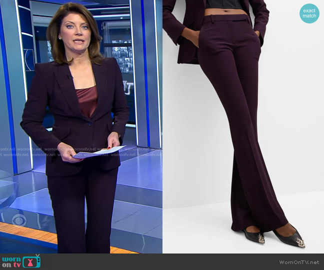 Alexander McQueen Classic Suiting Pants in Night Shade worn by Norah O'Donnell on CBS Evening News