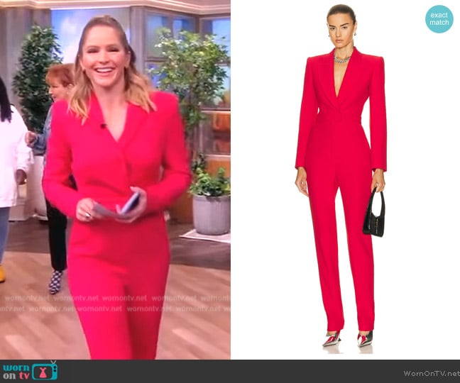 Alexander McQueen Open-back wool-crepe straight-leg jumpsuit worn by Sara Haines on The View