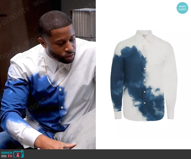 Alexander McQueen Storm Printed Long-Sleeve Shirt worn by Zac Taylor (Devale Ellis) on Tyler Perrys Sistas