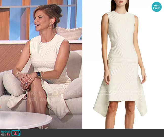 Alexander McQueen Textured Asymmetric Dress worn by Natalie Morales on The Talk