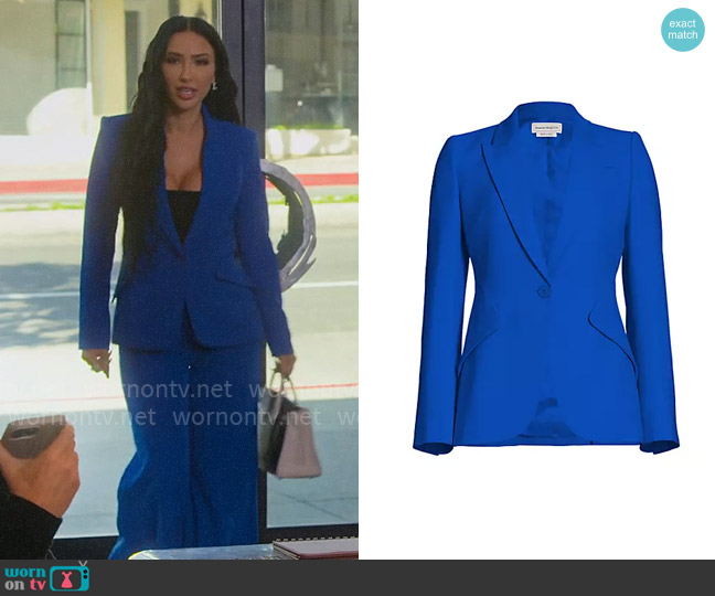 Alexander McQueen Tailored Peak-Lapel Jacket in Ultramarine worn by Bre Tiesi on Selling Sunset