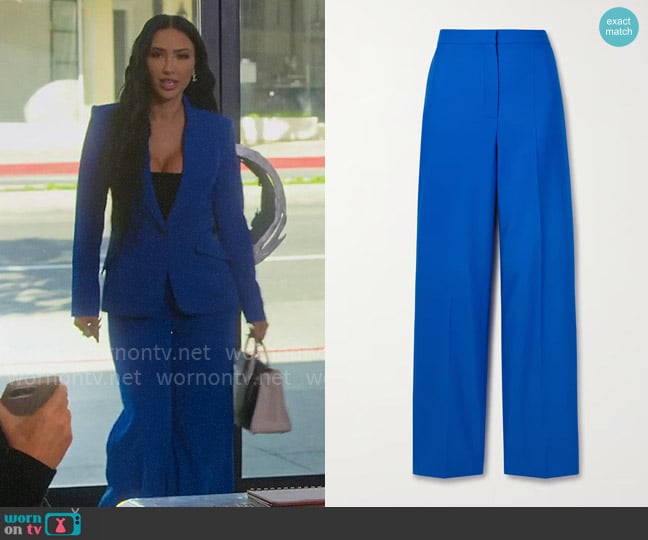 Alexander McQueen Wool wide-leg pants in Ultramarine worn by Bre Tiesi on Selling Sunset