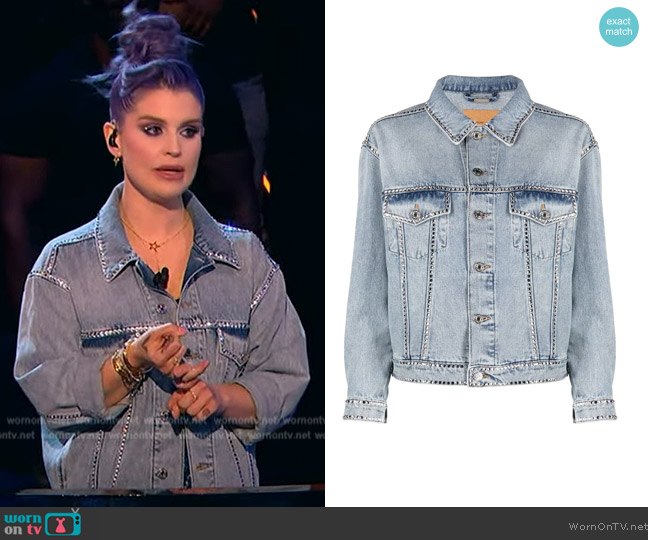 Alexandre Vauthier Crystal-embellished denim jacket worn by Kelly Osborne on Beat Shazam