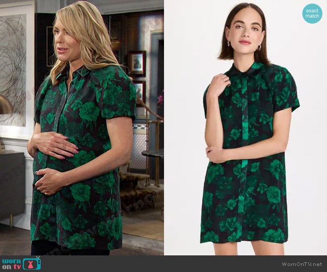 Alice + Olivia Jem Floral Shirt Dress in Dream Floral Emerald worn by Nicole Walker (Arianne Zucker) on Days of our Lives