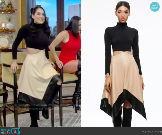 Alice + Olivia Temika Cut Out Midi Dress worn by Brie Garcia on Live with Kelly and Mark