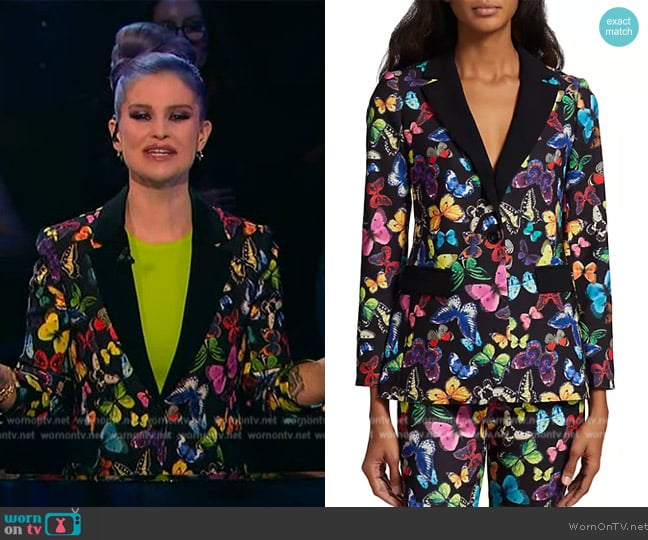 Alice + Olivia Macey Combination Notch Collar Fitted Blazer worn by Kelly Osborne on Beat Shazam