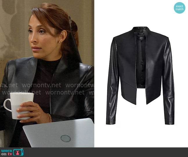 Alice + Olivia Harvey Leather Jacket worn by Lily Winters (Christel Khalil) on The Young and the Restless