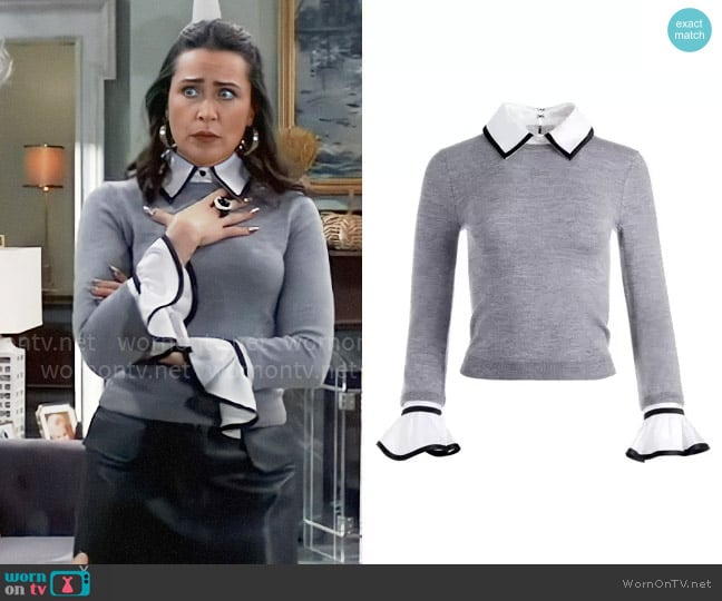 Alice + Olivia Justina Mixed Media Pullover worn by Lois Cerullo (Rena Sofer) on General Hospital