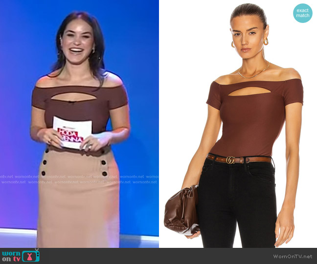 Alix NYC Caton Bodysuit in Cocoa worn by Donna Farizan on Today