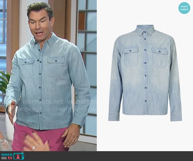 All Saints Sire Shirt in Light Indigo worn by Jerry O'Connell on The Talk