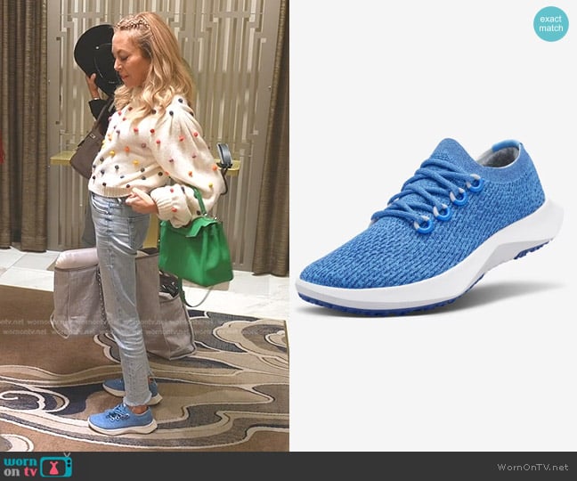 Allbirds Tree Dasher 2 Sneakers in Buoyant Blue worn by Sutton Stracke on The Real Housewives of Beverly Hills