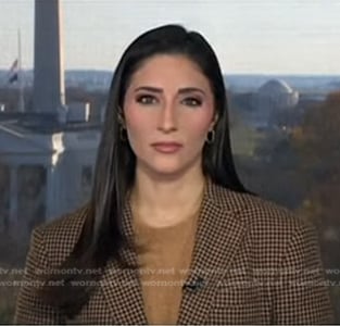 Allie Raffa's brown houndstooth blazer on NBC News Daily