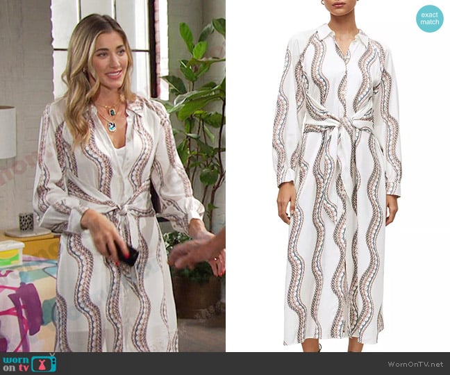 All Saints Clanetta Leticia Printed Long Sleeve Shirt Dress worn by Sloan Peterson (Jessica Serfaty) on Days of our Lives