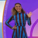 Ally’s blue and brown striped top and skirt on Today