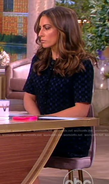 Alyssa’s black printed mini dress on The View