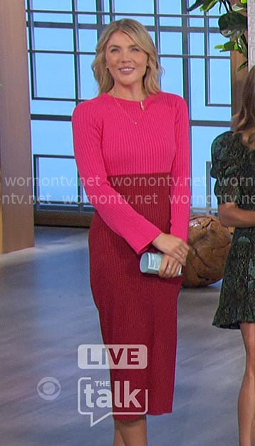 Amanda's pink and red colorblock  on The Talk