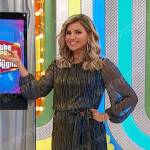 Amber’s metallic long sleeved dress with tie waist on The Price is Right