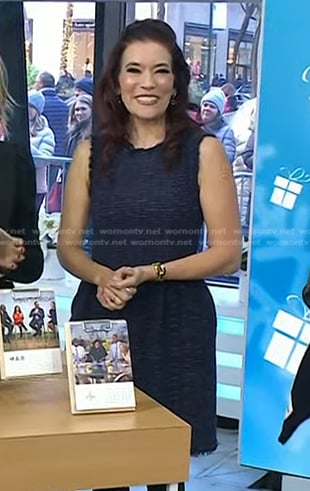 Amy E. Goodman’s navy sleeveless tweed dress on Today