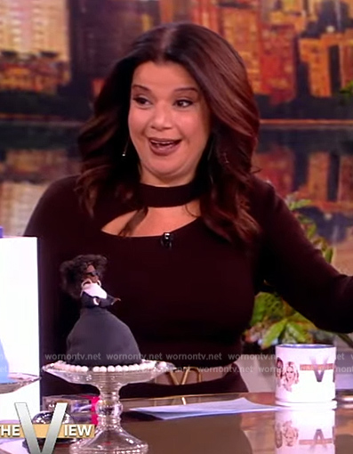 Ana's brown slash cutout sweater on The View