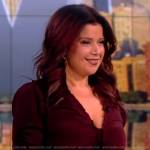 Ana’s burgundy ruched top and metallic skirt on The View