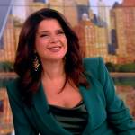 Ana’s green ruched sleeve blazer and pants on The View