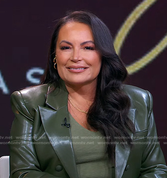 Angie Martinez’s green cropped leather blazer on Good Morning America