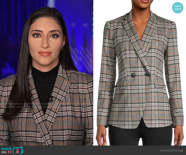 Ann Taylor Plaid Double Breasted Blazer worn by Allie Raffa on NBC News Daily