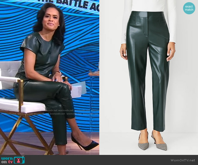 WornOnTV: Linsey’s green leather top and pants on Good Morning America ...