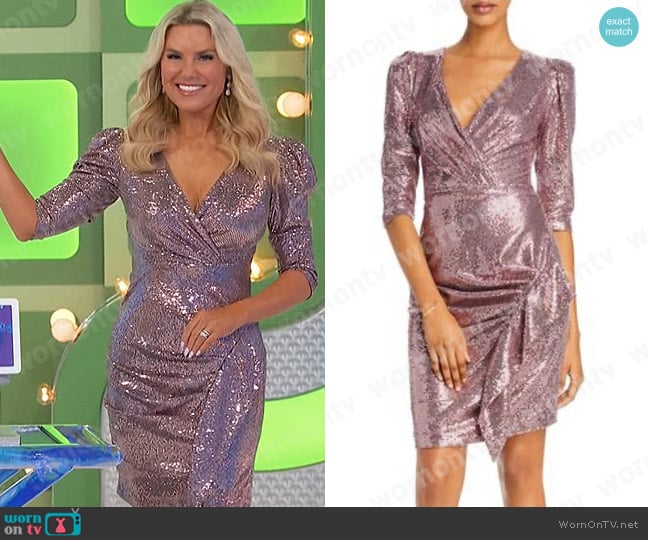 Aqua Ruffled Sequin Dress worn by Rachel Reynolds on The Price is Right