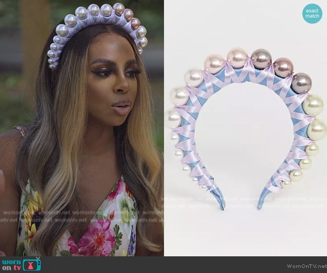 ASOS Headband with graduating pastel pearl embellishment worn by Candiace Dillard Bassett on The Real Housewives of Potomac