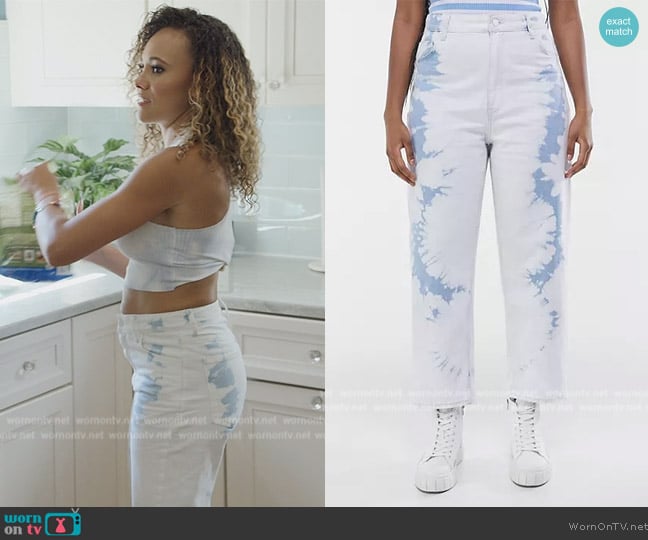 Bershka Tie-dye jeans in white worn by Ashley Darby on The Real Housewives of Potomac