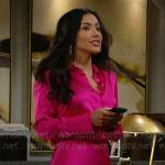 Audra’s pink satin shirtdress on The Young and the Restless