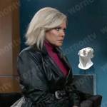 Ava’s black leather belted blazer on General Hospital