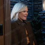 Ava's brown plaid buckled cape coat on General Hospital