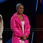 Azan’s pink leather trench coat on The Voice