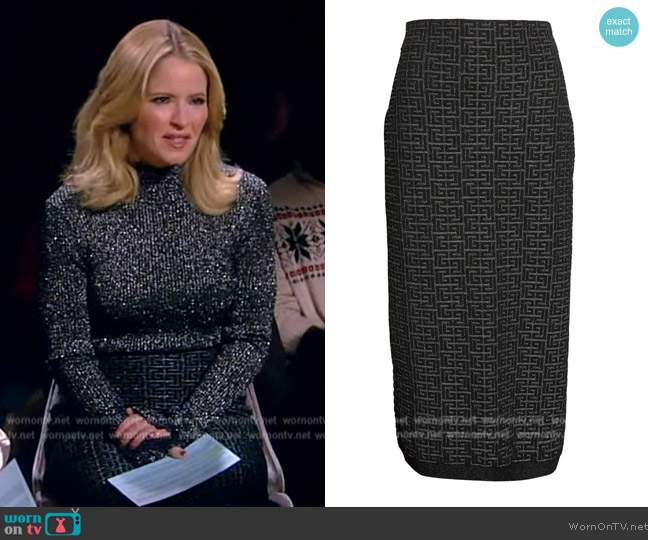 Balmain Textured Metallic Monogram Skirt worn by Sara Haines on The View